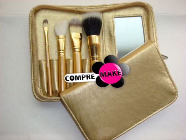 Kit 4 Pincéis Dourados Réplica MAC